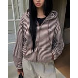 BROWN | レター ルーズストライプフードジップアップ DS25133 | BEIDELLI
