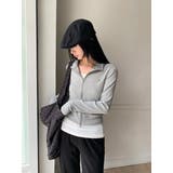 GRAY | スリット リブ長袖ジップアップ DS26030 | BEIDELLI