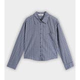 ネイビー | ピッピ、 スリムチェックシャツ・ブラウス bs1176 | BEIDELLI