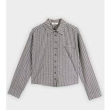 ホワイト | ピッピ、 スリムチェックシャツ・ブラウス bs1176 | BEIDELLI