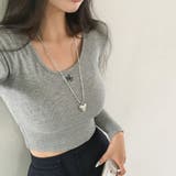 GRAY | ニュートラル刺繍UネックTシャツ ts1305 | BEIDELLI