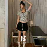 ワウ、ストライプUネック半袖Tシャツ ts1423 | BEIDELLI | 詳細画像3