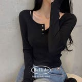 ブラック | -3kgスナップゆとりフィット長袖Tシャツ ts1316 | BEIDELLI