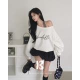 ホワイト | カリー、オフショルダーレタリングスウェット ts1437 | BEIDELLI