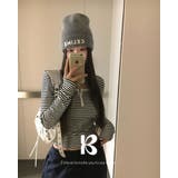 チャコール | 配色ヘンリーネック ストライプTシャツ ts1451 | BEIDELLI