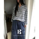 グレー | ダブルストライプ襟付きニット nt1309 | BEIDELLI