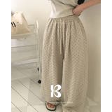 ライトベージュ | ドット、ピンタックワイドパンツ pt1466 | BEIDELLI