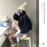 ネイビー | ルーズフィット配色プラケットトレーナー ts1374 | BEIDELLI