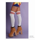 ホワイト×レッド | グッズ ニーハイソックス スリーライン | bombshell