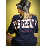 インクブルー | 半袖Tシャツ オーバーサイズ バッグプリント | bombshell