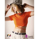 オレンジ | 半袖カットソー ショート 韓国 | bombshell