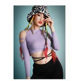 パープル | 長袖カットソー へそ出し Tシャツ | bombshell