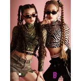 長袖カットソー ゼブラ柄 シースルー | bombshell | 詳細画像1 