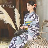 ネイビー | 浴衣 花 白 | Ryuyu