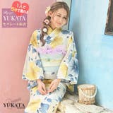 ブルー | 浴衣 白 花柄 | Ryuyu