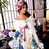 着物 花魁 着物 和柄 振袖 薔薇 青 高級 成人式 お仕立て 流遊 | Ryuyu | 詳細画像1