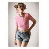 ピンク | 半袖Tシャツ カットソー リブニット素材 | bombshell