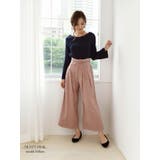 ダスティーピンク | ウエストタック無地ワイドパンツ ウエストリボンハイウエストロングパンツ M | Rvate