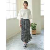 ブラック | キャバスカート 花柄 マキシ丈 | Rvate