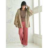 コーラルピンク | ロングパンツ ウエストゴム プリーツ風 | Rvate