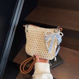 リボン＆パールチャーム付き クロシェ編みショルダーバッグ | Beststore | 詳細画像4 