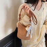 リボン＆パールチャーム付き クロシェ編みショルダーバッグ | Beststore | 詳細画像6 