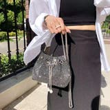 シルバー | 「主役級の輝き」ラインストーンミニ巾着ショルダーバッグ チェーンミニバッグ | Beststore
