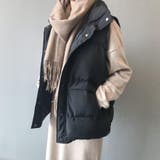 ブラック | ハイネックダウンベストレディースダウンベスト 中綿ベスト vネック | Beststore