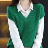 ニットベスト秋冬 Vネックニットベストカーディガントップス レイヤード風 | Beststore | 詳細画像5
