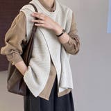 アイボリー | ニットベストトップス レイヤード風 韓国ファッション | Beststore