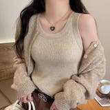 ベージュ | 2タイプ展開 タンクトップ ニットベスト ノースリーブ | Beststore