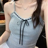 「大人可愛いを叶える」カップ付きレースリボン リブキャミソール | Beststore | 詳細画像1 