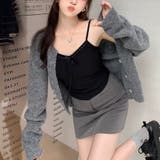 ブラック | 「大人可愛いを叶える」カップ付きレースリボン リブキャミソール | Beststore
