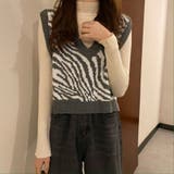 レトロ可愛い。ゼブラ柄ショート丈ニットベスト | Beststore | 詳細画像6