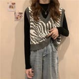 レトロ可愛い。ゼブラ柄ショート丈ニットベスト | Beststore | 詳細画像7 