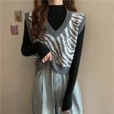 レトロ可愛い。ゼブラ柄ショート丈ニットベスト | Beststore | 詳細画像8