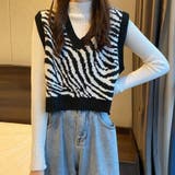 レトロ可愛い。ゼブラ柄ショート丈ニットベスト | Beststore | 詳細画像12 