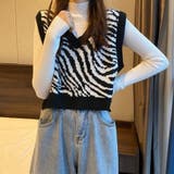 レトロ可愛い。ゼブラ柄ショート丈ニットベスト | Beststore | 詳細画像13