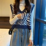 レトロ可愛い。ゼブラ柄ショート丈ニットベスト | Beststore | 詳細画像15