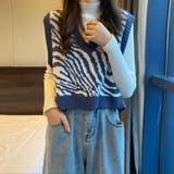 レトロ可愛い。ゼブラ柄ショート丈ニットベスト | Beststore | 詳細画像16 