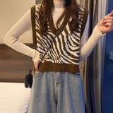 レトロ可愛い。ゼブラ柄ショート丈ニットベスト | Beststore | 詳細画像19