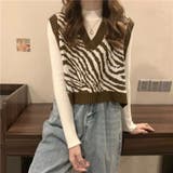 レトロ可愛い。ゼブラ柄ショート丈ニットベスト | Beststore | 詳細画像21
