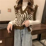 レトロ可愛い。ゼブラ柄ショート丈ニットベスト | Beststore | 詳細画像22