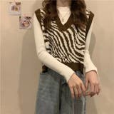 レトロ可愛い。ゼブラ柄ショート丈ニットベスト | Beststore | 詳細画像23