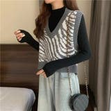 レトロ可愛い。ゼブラ柄ショート丈ニットベスト | Beststore | 詳細画像4 