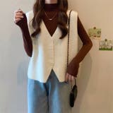 アイボリー | ニットベスト レディース Vネック 前開き レトロ 韓国 秋冬 トップス | Beststore