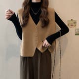 キャメル | ニットベスト レディース Vネック 前開き レトロ 韓国 秋冬 トップス | Beststore