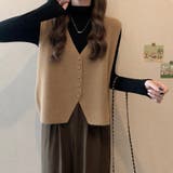 ニットベスト レディース Vネック 前開き レトロ 韓国 秋冬 トップス | Beststore | 詳細画像3