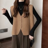 ニットベスト レディース Vネック 前開き レトロ 韓国 秋冬 トップス | Beststore | 詳細画像4