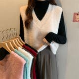シャギーニットベスト Vネック 重ね着 秋 冬 レディース | Beststore | 詳細画像1 